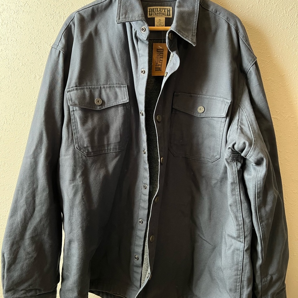Men's Duluth Trading Company Hanger Bender Fire Hose Shirt Jacket Blue XL NWT
